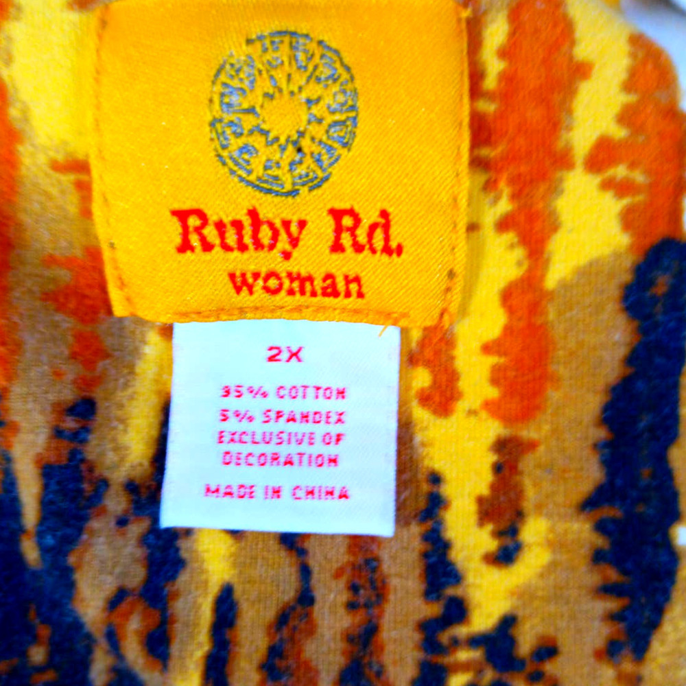 Ruby Rd Women Size 2X Brown Animal Print Tribal Beaded Top Work Office Business - Picture 5 of 5